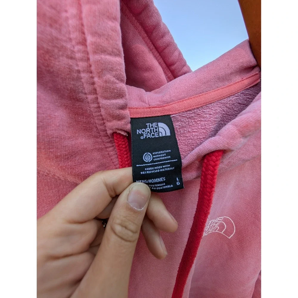 The North Face Hoodie‎ Mens Large Pink Red Drawstring Pullover Sweatshirt